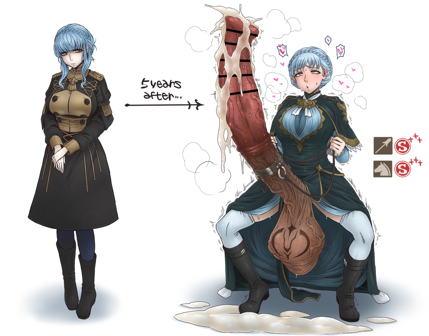 1futa 1girls ball_tattoo big_balls big_penis blue_hair clothed clothing cock_leash collar collar_on_penis cum cum_on_ground fire_emblem:_three_houses flared_penis fully_clothed futanari futa_only heart horsecock horse_penis huge_balls huge_cock hyper hyper_balls hyper_penis large_balls large_penis leash marianne_von_edmund mostly_clothed panting rolling_eyes skirt solo squatting standing time_lapse tobato_the_dog twitch_lines